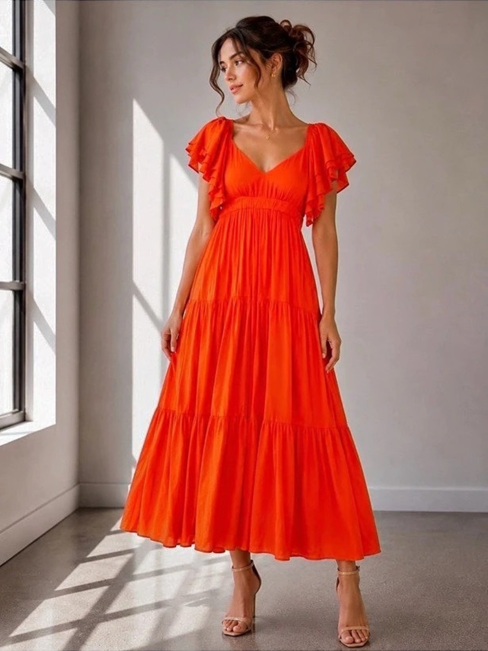 Orange Tiered Maxi Dress
